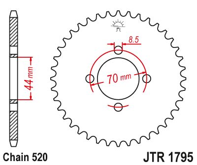 JT Sprockets Rear Steel Sprocket 22 Tooth 22T 520 Chain JTR1795.22