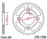 JT Sprockets Rear Steel Sprocket 47 Tooth 47T 420 Chain JTR1798.47