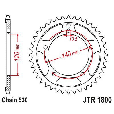 JT Sprockets Rear Steel Sprocket 42 Tooth 42T 530 Chain JTR1800.42