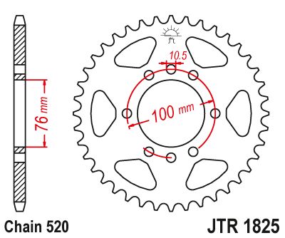 JT Sprockets Rear Steel Sprocket 47 Tooth 47T 520 Chain JTR1825.47