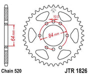 JT Sprockets Rear Steel Sprocket 39 Tooth 39T 520 Chain JTR1826.39