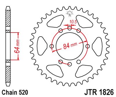 JT Sprockets Rear Steel Sprocket 39 Tooth 39T 520 Chain JTR1826.39