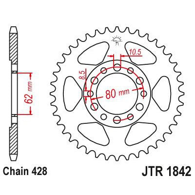 JT Sprockets Rear Steel Sprocket 51 Tooth 51T 428 Chain JTR1842.51