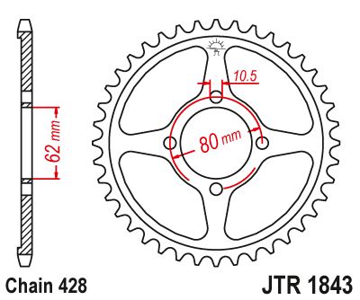 JT Sprockets Rear Steel Sprocket 49 Tooth 49T 428 Chain JTR1843.49