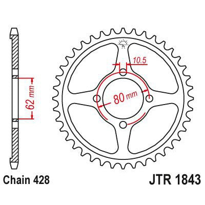 JT Sprockets Rear Steel Sprocket 54 Tooth 54T 428 Chain JTR1843.54