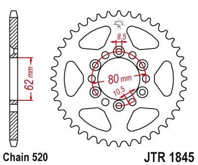 JT Sprockets Rear Steel Sprocket 37 Tooth 37T 520 Chain JTR1845.37