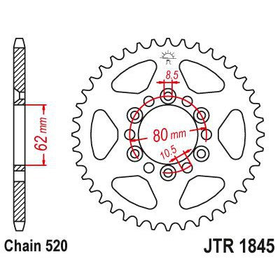 JT Sprockets Rear Steel Sprocket 37 Tooth 37T 520 Chain JTR1845.37