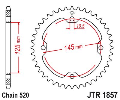 JT Sprockets Rear Steel Sprocket 37 Tooth 37T 520 Chain JTR1857.37