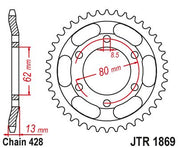 JT Sprockets Rear Steel Sprocket 45 Tooth 45T 428 Chain JTR1869.45