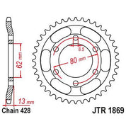 JT Sprockets Rear Steel Sprocket 45 Tooth 45T 428 Chain JTR1869.45