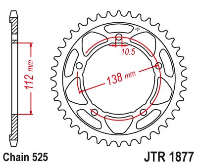 JT Sprockets Rear Steel Sprocket 41 Tooth 41T 525 Chain JTR1877.41