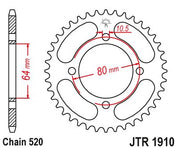 JT Sprockets Rear Steel Sprocket 32 Tooth 32T 520 Chain JTR1910.32