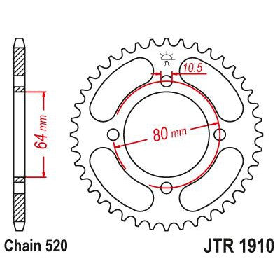 JT Sprockets Rear Steel Sprocket 32 Tooth 32T 520 Chain JTR1910.32