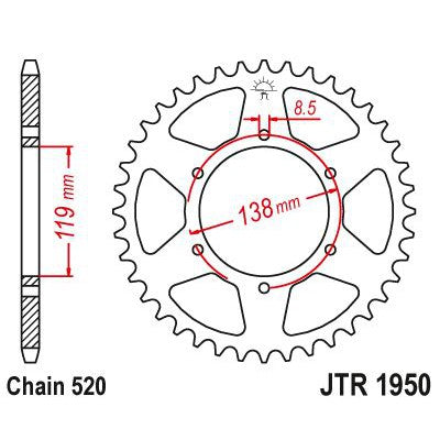 JT Sprockets Rear Steel Sprocket 48 Tooth 48T 520 Chain JTR1950.48