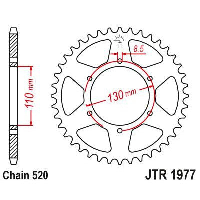 JT Sprockets Rear Steel Sprocket 45 Tooth 45T 520 Chain JTR1977.45