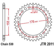 JT Sprockets Rear Steel Sprocket 42 Tooth 42T 530 Chain For Triumph Daytona 955i 1999-2006 JTR2011.42