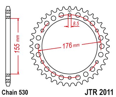 JT Sprockets Rear Steel Sprocket 42 Tooth 42T 530 Chain For Triumph Daytona 955i 1999-2006 JTR2011.42