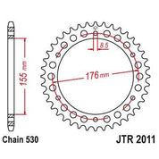 JT Sprockets Rear Steel Sprocket 43 Tooth 43T 530 Chain For Triumph Speed Triple 955 1999-2001 JTR2011.43