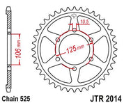 JT Sprockets Rear Steel Sprocket 47 Tooth 47T 525 Chain JTR2014.47