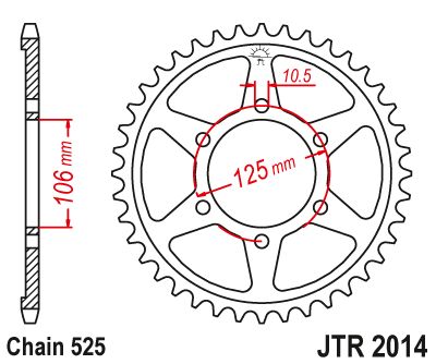 JT Sprockets Rear Steel Sprocket 47 Tooth 47T 525 Chain JTR2014.47