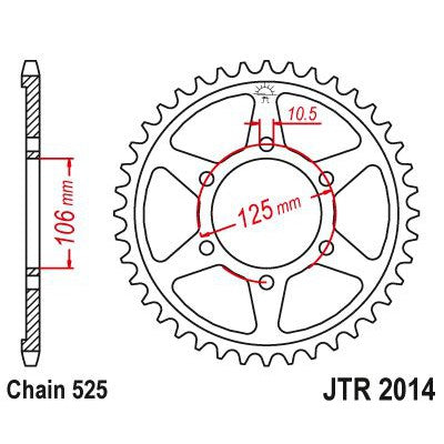 JT Sprockets Rear Steel Sprocket 47 Tooth 47T 525 Chain JTR2014.47