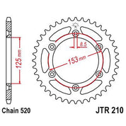JT Sprockets Rear Steel Sprocket SC 53 Tooth 53T 520 Chain JTR210.53SC