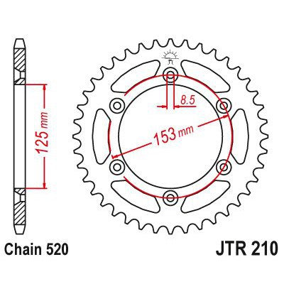 JT Sprockets Rear Steel Sprocket SC 53 Tooth 53T 520 Chain JTR210.53SC