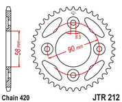 JT Sprockets Rear Steel Sprocket 34 Tooth 34T 420 Chain JTR212.34