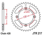 JT Sprockets Rear Steel Sprocket 50 Tooth 50T 428 Chain JTR217.50