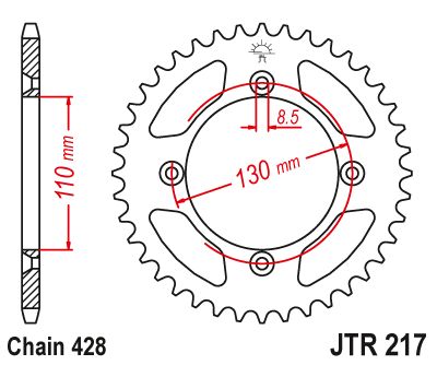 JT Sprockets Rear Steel Sprocket 50 Tooth 50T 428 Chain JTR217.50