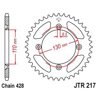 JT Sprockets Rear Steel Sprocket 49 Tooth 49T 428 Chain JTR217.49