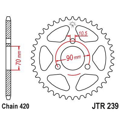 JT Sprockets Rear Steel Sprocket 47 Tooth 47T 420 Chain JTR239.47