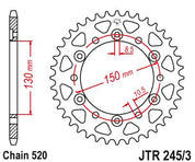 JT Sprockets Rear Steel Sprocket 46 Tooth 46T 520 Chain JTR245/3.46