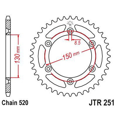 JT Sprockets Rear Steel Sprocket SC 49 Tooth 49T 520 Chain JTR251.49SC