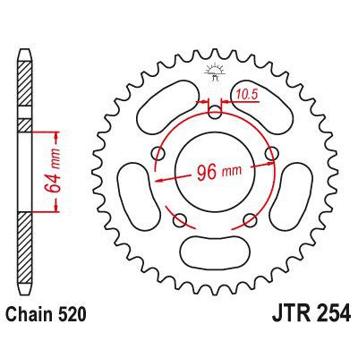 JT Sprockets Rear Steel Sprocket 45 Tooth 45T 520 Chain JTR254.45