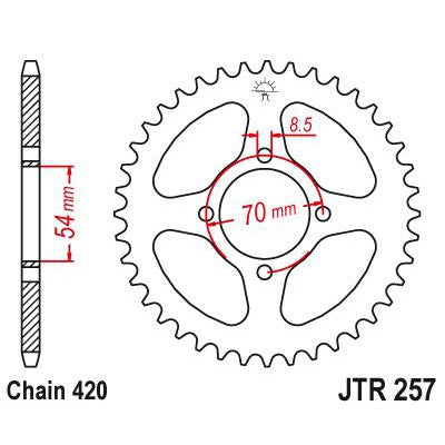 JT Sprockets Rear Steel Sprocket 36 Tooth 36T 420 Chain JTR257.36