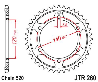 JT Sprockets Rear Steel Sprocket 38 Tooth 38T 520 Chain JTR260.38