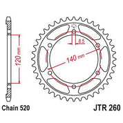 JT Sprockets Rear Steel Sprocket 40 Tooth 40T 520 Chain JTR260.40