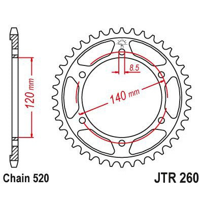 JT Sprockets Rear Steel Sprocket 40 Tooth 40T 520 Chain JTR260.40