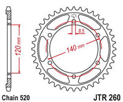 JT Sprockets Rear Steel Sprocket 40 Tooth 40T 520 Chain For Honda XR250L 1991-1996 JTR260.40