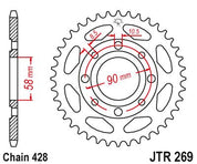 JT Sprockets Rear Steel Sprocket 40 Tooth 40T 428 Chain For Honda CB125 TDC,TDE 1982-1988 JTR269.40