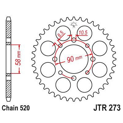 JT Sprockets Rear Steel Sprocket 33 Tooth 33T 520 Chain JTR273.33