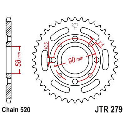 JT Sprockets Rear Steel Sprocket 35 Tooth 35T 520 Chain JTR279.35