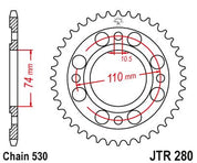 JT Sprockets Rear Steel Sprocket 33 Tooth 33T 530 Chain JTR280.33