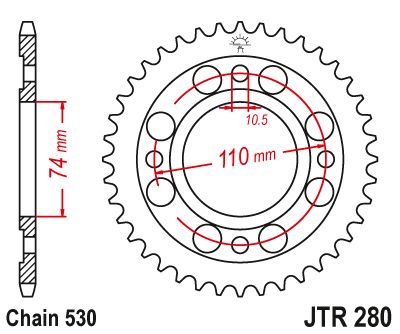 JT Sprockets Rear Steel Sprocket 33 Tooth 33T 530 Chain JTR280.33