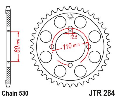 JT Sprockets Rear Steel Sprocket 39 Tooth 39T 530 Chain JTR284.39