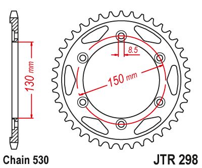 JT Sprockets Rear Steel Sprocket 40 Tooth 40T 530 Chain JTR298.40