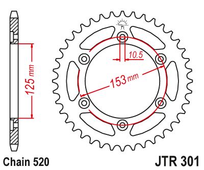 JT Sprockets Rear Steel Sprocket 48 Tooth 48T 520 Chain JTR301.48