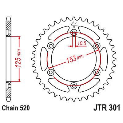 JT Sprockets Rear Steel Sprocket 39 Tooth 39T 520 Chain JTR301.39