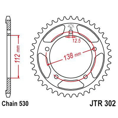 JT Sprockets Rear Steel Sprocket 44 Tooth 44T 530 Chain JTR302.44